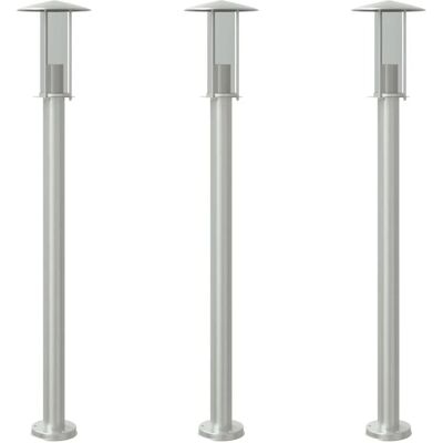 vidaXL Außenwandleuchten 3 Stück Silber 100 cm Edelstahl - Außenwandleuchten vidaXL Außenwandleuchten 3 Stück Silber 100 cm Edelstahl - Außenwandleuchten