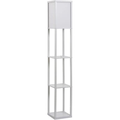 HOMCOM Stehleuchte mit Regalen E27 Holz Weiß 26 x 26 x 160 cm Ohne Glühbirne HOMCOM Stehleuchte mit Regalen E27 Holz Weiß 26 x 26 x 160 cm Ohne Glühbirne