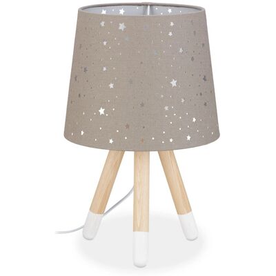 Relaxdays Tischlampe Stoff Eschenholz Kunststoff Grau mit Sternen und 3 Beinen 40 cm x 25,5 cm 0,7 kg Relaxdays Tischlampe Stoff Eschenholz Kunststoff Grau mit Sternen und 3 Beinen 40 cm x 25,5 cm 0,7 kg