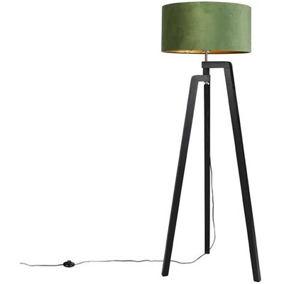 QAZQA Stehlampe Stativ Schwarz mit Grünem Schirm und Gold 50 cm Puros QAZQA Stehlampe Stativ Schwarz mit Grünem Schirm und Gold 50 cm Puros
