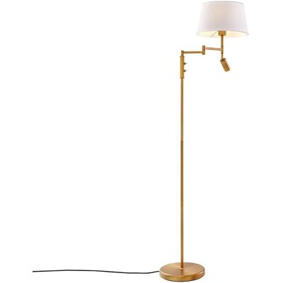 Qazqa Retro/Vintage Bronze Stehlampe Weißer Lampenschirm Verstellbar Leselampe Qazqa Retro/Vintage Bronze Stehlampe Weißer Lampenschirm Verstellbar Leselampe