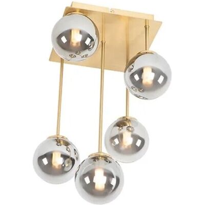 Qazqa Athens Rustikale Moderne Goldglas 5-Licht Deckenlampe Qazqa Athens Rustikale Moderne Goldglas 5-Licht Deckenlampe