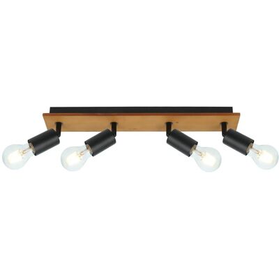 Globo Martha 4-flammige schwarze Deckenleuchte mit Holz - Deckenlampe Globo Martha 4-flammige schwarze Deckenleuchte mit Holz - Deckenlampe