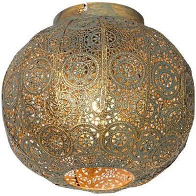 QAZQA Orientalische Deckenleuchte Gold mit Grün 28,5 cm Baloo QAZQA Orientalische Deckenleuchte Gold mit Grün 28,5 cm Baloo