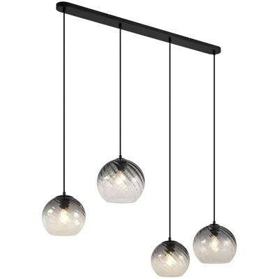 QAZQA Art Deco Hängelampe Schwarz mit Rauchglas Rechteckig 4 Flammig Bao QAZQA Art Deco Hängelampe Schwarz mit Rauchglas Rechteckig 4 Flammig Bao