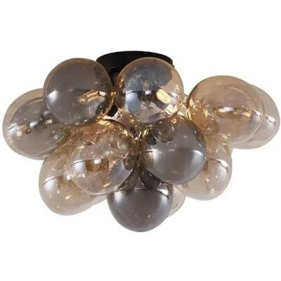 QAZQA Schwarze Bernstein Rauchglas 4-Licht Deckenlampe - Deckenleuchte QAZQA Schwarze Bernstein Rauchglas 4-Licht Deckenlampe - Deckenleuchte