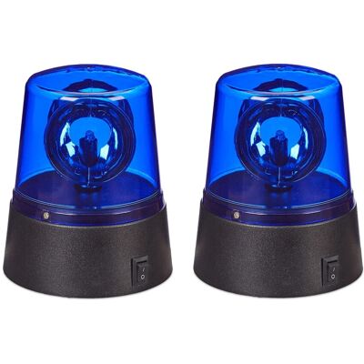 Relaxdays Blaulicht LED 2er Set Kunststoff Blau Schwarz Batteriebetrieben 11,5 cm x 9,5 cm je 200 g Relaxdays Blaulicht LED 2er Set Kunststoff Blau Schwarz Batteriebetrieben 11,5 cm x 9,5 cm je 200 g