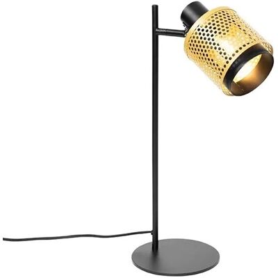 Qazqa Industrielle Schwarze Gold Tischlampe - Kayden - Stahl - Max 25W Qazqa Industrielle Schwarze Gold Tischlampe - Kayden - Stahl - Max 25W