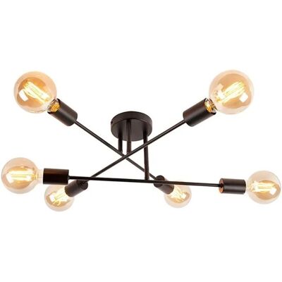 Qazqa Industrielle schwarze Deckenleuchte 6 Lichter - Sydney Modernes Industrielles Design Qazqa Industrielle schwarze Deckenleuchte 6 Lichter - Sydney Modernes Industrielles Design