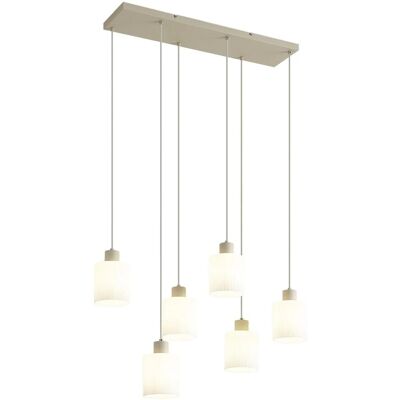 QAZQA Skandinavische Hängelampe Beige mit Weißem Glas 6-flammig Wisp QAZQA Skandinavische Hängelampe Beige mit Weißem Glas 6-flammig Wisp