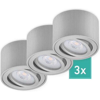Oktaplex lighting Oktaplex 3er Set Aufputz Spot Lile S inkl. LED-Module Dimmbar Warmweiß 3000K 230V Aluminium Gebürstet Oktaplex lighting Oktaplex 3er Set Aufputz Spot Lile S inkl. LED-Module Dimmbar Warmweiß 3000K 230V Aluminium Gebürstet