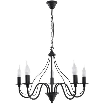 Licht-Erlebnisse Kronleuchter Schwarz 5-Armig E14 Rustikal 60 cm Breit Licht-Erlebnisse Kronleuchter Schwarz 5-Armig E14 Rustikal 60 cm Breit
