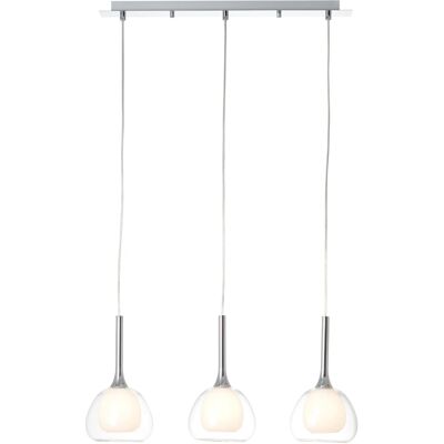 Brilliant Pendelleuchte Hadan 3-flammig Chrom und Weiß-Transparent Brilliant Pendelleuchte Hadan 3-flammig Chrom und Weiß-Transparent