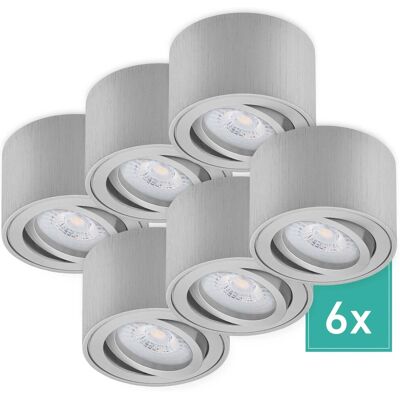 Oktaplex lighting Oktaplex 6er Set Aufbauspot Lile S inkl. LED-Module Dimmbar Warmweiß 3000K 230V Alu Gebürstet Oktaplex lighting Oktaplex 6er Set Aufbauspot Lile S inkl. LED-Module Dimmbar Warmweiß 3000K 230V Alu Gebürstet