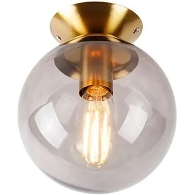 QAZQA Deckenleuchte Pallon - Art déco - Rauchglas - Oro/Ottone - 20cm QAZQA Deckenleuchte Pallon - Art déco - Rauchglas - Oro/Ottone - 20cm