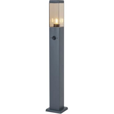 QAZQA Außenleuchte Dunkelgrau mit Rauchglas 80cm IP44 mit Steckdose und Bewegungssensor Malios QAZQA Außenleuchte Dunkelgrau mit Rauchglas 80cm IP44 mit Steckdose und Bewegungssensor Malios