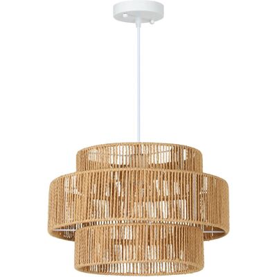 HOMCOM Pendelleuchte Hängelampe mit E27 Fassung Boho-Stil Hellbraun HOMCOM Pendelleuchte Hängelampe mit E27 Fassung Boho-Stil Hellbraun