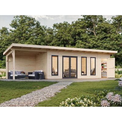 Palmako Holz-Gartenhaus Aurelia Pultdach Unbehandelt 973 cm x 300 cm 27,1 m² Palmako Holz-Gartenhaus Aurelia Pultdach Unbehandelt 973 cm x 300 cm 27,1 m²