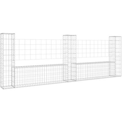 vidaXL U-förmiger Gabionenkorb mit 3 Pfosten - Gartenmauer vidaXL U-förmiger Gabionenkorb mit 3 Pfosten - Gartenmauer