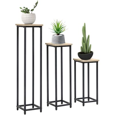 Outsunny 3-Teiliges Set Pflanzenständer Stapelbar Schwarz Natur Outsunny 3-Teiliges Set Pflanzenständer Stapelbar Schwarz Natur