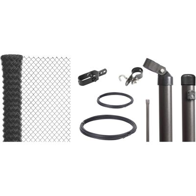 Alberts Maschendraht-Zaun-Set 80 cm Hoch 15 m Länge Anthrazit-Metallic zum Einbetonieren Alberts Maschendraht-Zaun-Set 80 cm Hoch 15 m Länge Anthrazit-Metallic zum Einbetonieren