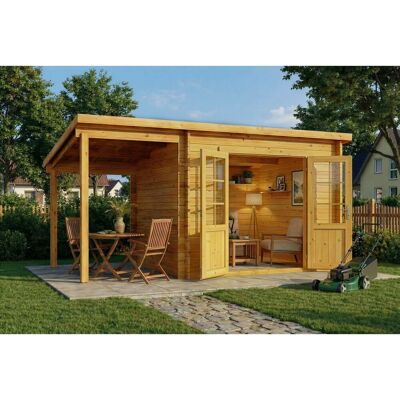 Alpholz Holz-Gartenhaus Maria 450x269cm mit Schleppdach Imprägniert Pinie 34mm Wandstärke Alpholz Holz-Gartenhaus Maria 450x269cm mit Schleppdach Imprägniert Pinie 34mm Wandstärke