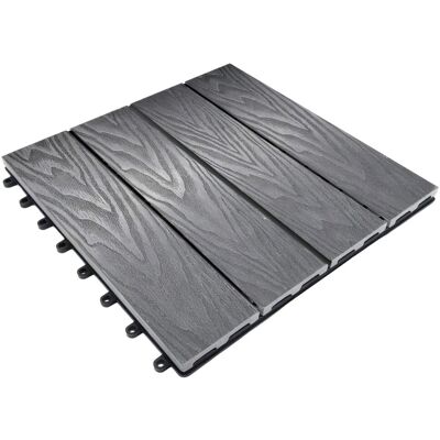 Floordirekt WPC Klickfliese Noble 3D Terrassenfliese 30 x 30 cm Grau 11er-Set 1 m² Floordirekt WPC Klickfliese Noble 3D Terrassenfliese 30 x 30 cm Grau 11er-Set 1 m²