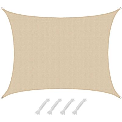 AMANKA HDPE Sonnensegel Wasserdurchlässig - 7 x 5 m Rechteckig Beige AMANKA HDPE Sonnensegel Wasserdurchlässig - 7 x 5 m Rechteckig Beige