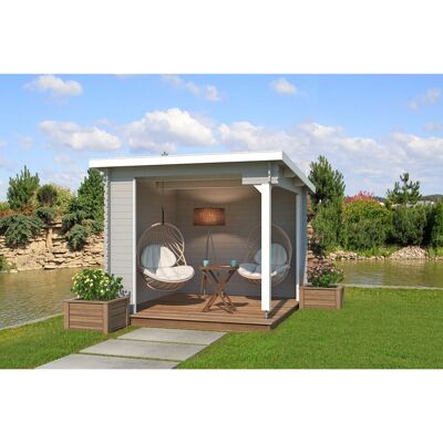 Lasita Holz-Gartenhaus Buffalo 275 Flachdach Lichtgrau Lasiert 275 cm x 275 cm Lasita Holz-Gartenhaus Buffalo 275 Flachdach Lichtgrau Lasiert 275 cm x 275 cm