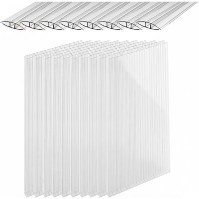Relaxdays Doppelstegplatten Polycarbonat Transparent Lichtdurchlässig UV-Beständig 10er Set mit H-Profilverbinder 121 cm x 60,5 cm 6 mm Relaxdays Doppelstegplatten Polycarbonat Transparent Lichtdurchlässig UV-Beständig 10er Set mit H-Profilverbinder 121 cm x 60,5 cm 6 mm