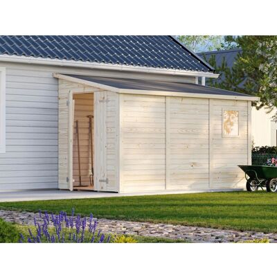PALMAKO - Mia - Hellgrau - 354x178x210 cm - Gartenhaus PALMAKO - Mia - Hellgrau - 354x178x210 cm - Gartenhaus