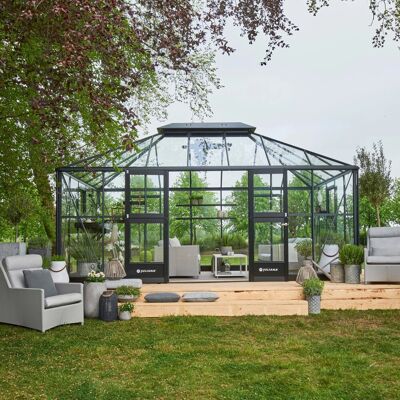 Juliana Gewächshaus Grand Oase - 18,8 m² - Gehärtetes Glas - Anthrazit Juliana Gewächshaus Grand Oase - 18,8 m² - Gehärtetes Glas - Anthrazit