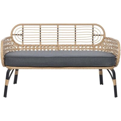 Beliani Sofa Grau Natur PE Rattan 2-Sitzer - Gartensitzbank Beliani Sofa Grau Natur PE Rattan 2-Sitzer - Gartensitzbank
