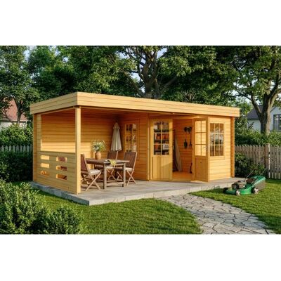 Alpholz Holz-Gartenhaus Hanna 598x322cm Imprägniert Pinie 34mm Wandstärke Alpholz Holz-Gartenhaus Hanna 598x322cm Imprägniert Pinie 34mm Wandstärke