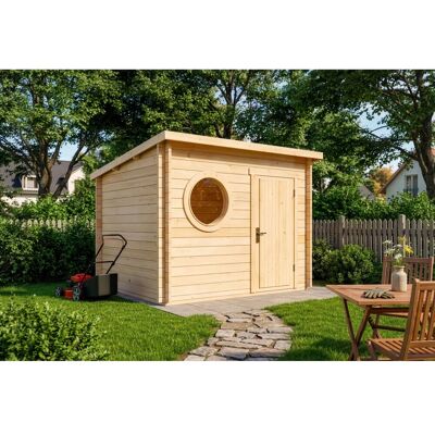 Alpholz Holz-Gartenhaus Maria Rondo A 300x270cm in Naturbelassen 34mm Wandstärke Alpholz Holz-Gartenhaus Maria Rondo A 300x270cm in Naturbelassen 34mm Wandstärke