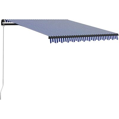 vidaXL Markise Manuell Einziehbar mit LED 300x250 cm Blau und Weiß 3055220 vidaXL Markise Manuell Einziehbar mit LED 300x250 cm Blau und Weiß 3055220