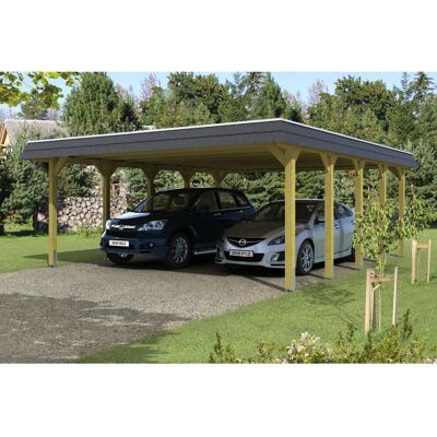 SKANHOLZ Spessart Carport - Grün imprägniert, 585x741cm, 250cm hoch - Carport SKANHOLZ Spessart Carport - Grün imprägniert, 585x741cm, 250cm hoch - Carport