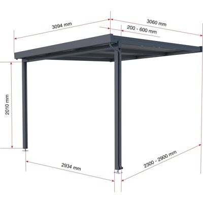 Gutta Terrassenüberdachung Premium (BxT) 309 cm x 306 cm Anthrazit Polycarbonat Opal Gutta Terrassenüberdachung Premium (BxT) 309 cm x 306 cm Anthrazit Polycarbonat Opal