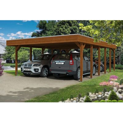 SKANHOLZ Friesland Carport - Aluminium, 557x860 cm, Nussbaum - Carport SKANHOLZ Friesland Carport - Aluminium, 557x860 cm, Nussbaum - Carport