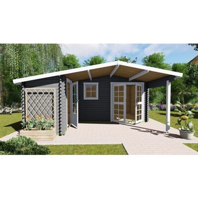 Finn Art Blockhaus 40mm Holz-Gartenhaus Norwegen 5 mit Extraraum und 18mm Fußboden Finn Art Blockhaus 40mm Holz-Gartenhaus Norwegen 5 mit Extraraum und 18mm Fußboden