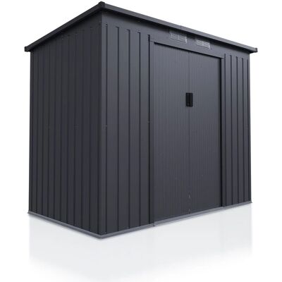 Juskys Metall Geräteschuppen Gerätehaus M mit Pultdach in Dunkelgrau Juskys Metall Geräteschuppen Gerätehaus M mit Pultdach in Dunkelgrau