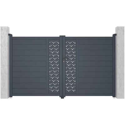 Vente-unique Allwetter-Aluminium Elektrisches Tor - 305x181cm Vente-unique Allwetter-Aluminium Elektrisches Tor - 305x181cm