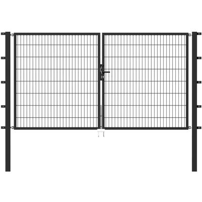 - Metallzaun Doppeltor für Doppelstabmatte Anthrazit z. Einbeton. 140 cm x 400 cm - Metallzaun Doppeltor für Doppelstabmatte Anthrazit z. Einbeton. 140 cm x 400 cm