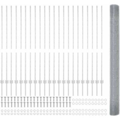 Metallzaun mit 44 Pfosten, Silber, 1.4x50 m, vidaXL - Zaun Metallzaun mit 44 Pfosten, Silber, 1.4x50 m, vidaXL - Zaun