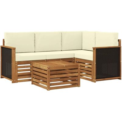vidaXL Outdoor-Sofagarnitur 5 Stk Natur und Creme 59 x 59 x 37 cm 3384311 vidaXL Outdoor-Sofagarnitur 5 Stk Natur und Creme 59 x 59 x 37 cm 3384311