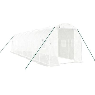 vidaXL Gewächshaus 8x2x2 m Weiß Stahlrahmen - Gewächshaus vidaXL Gewächshaus 8x2x2 m Weiß Stahlrahmen - Gewächshaus