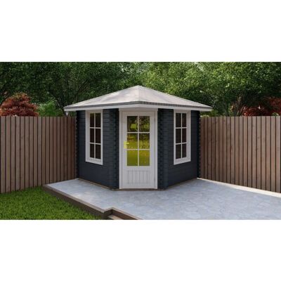 Finn Art Blockhaus 5-Eck 40mm Holz-Gartenhaus 260x260 cm Norwegen 28 mit 28mm Fußboden Finn Art Blockhaus 5-Eck 40mm Holz-Gartenhaus 260x260 cm Norwegen 28 mit 28mm Fußboden