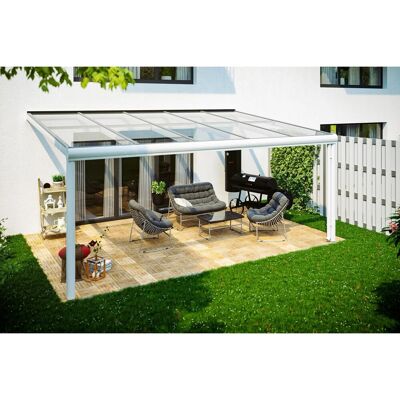 SKANHOLZ Modena Weiß Aluminium Terrassenüberdachung - Sicherheitsglas SKANHOLZ Modena Weiß Aluminium Terrassenüberdachung - Sicherheitsglas