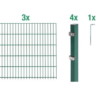 Metallzaun Grund-Set Doppelstabmatte verz. Grün beschichtet 3 x 2 m x 0,8 m Metallzaun Grund-Set Doppelstabmatte verz. Grün beschichtet 3 x 2 m x 0,8 m