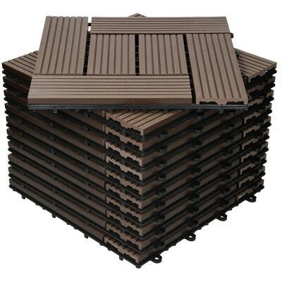 ECD Germany WPC Terrassenfliesen 30x30cm 55er Spar Set Dunkelbraun Holzoptik ECD Germany WPC Terrassenfliesen 30x30cm 55er Spar Set Dunkelbraun Holzoptik